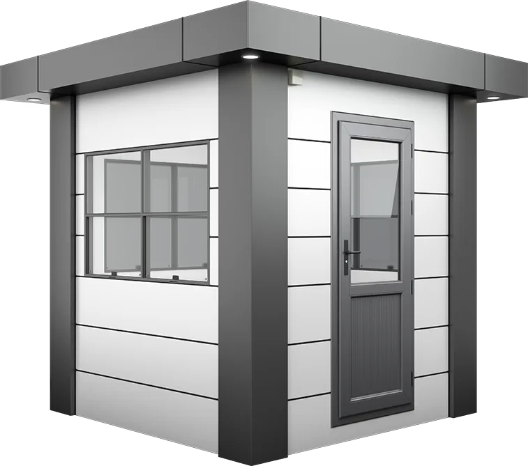 KompoCity Composite Cabin 7ft × 7ft (2.15m × 2.15m), three-quarter view from the left