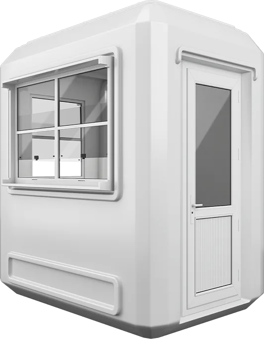GRP Cabin 7ft × 5ft (1.50m × 2.15m), three-quarter view from the left